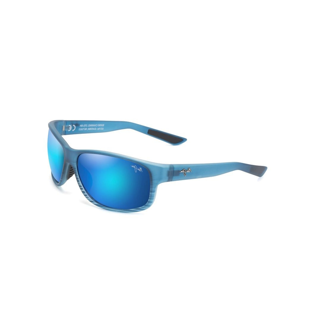 Maui Jim Kaiwi Channel Rectangular Translucent Blue Sunglasses With Mirrored Lenses