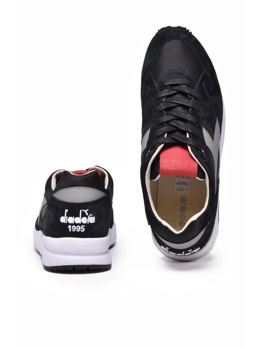 Diadora Heritage Black Leather Polyester Eclipse Italia Sneakers