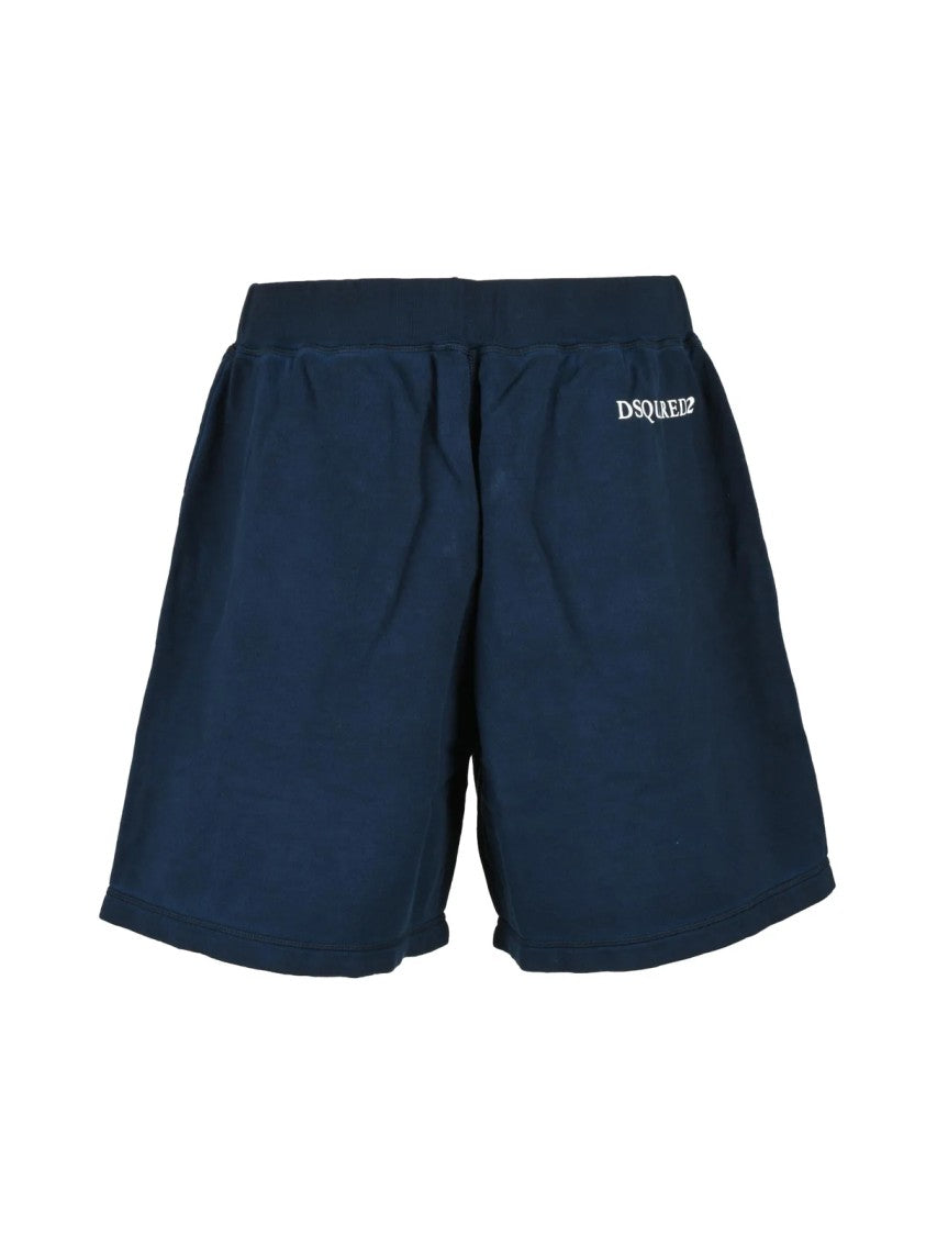 Dsquared2 Relaxed Fit Blue Cotton Sweatshirt Shorts