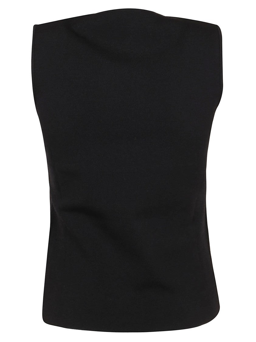 Parosh Sleeveless Knitted Top With Crew Neck And Contoured Fit