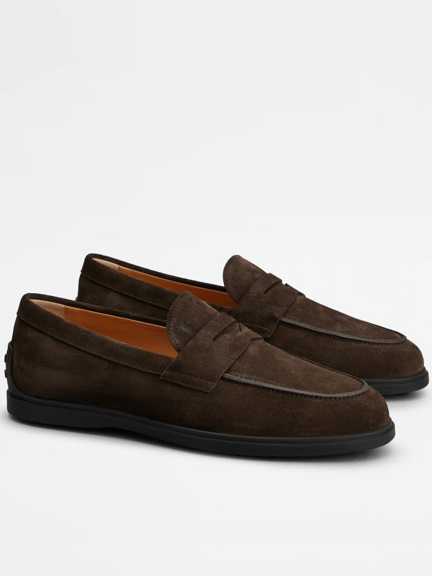 Tod's Luxurious Brown Suede Loafers With Penny Strap