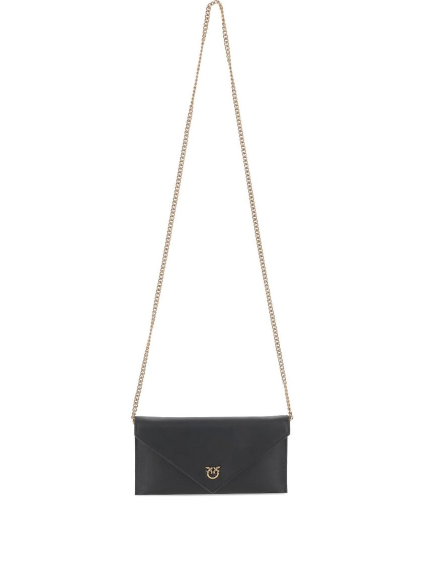 Pinko Black Gold-Tone Envelope Shoulder Bag
