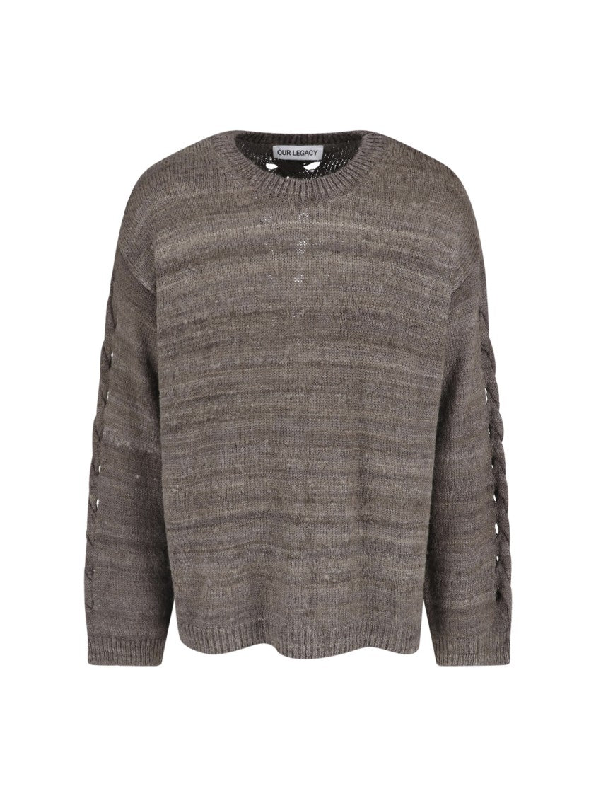 Our Legacy Brownish-Grey Textured Knit Loose Sweater