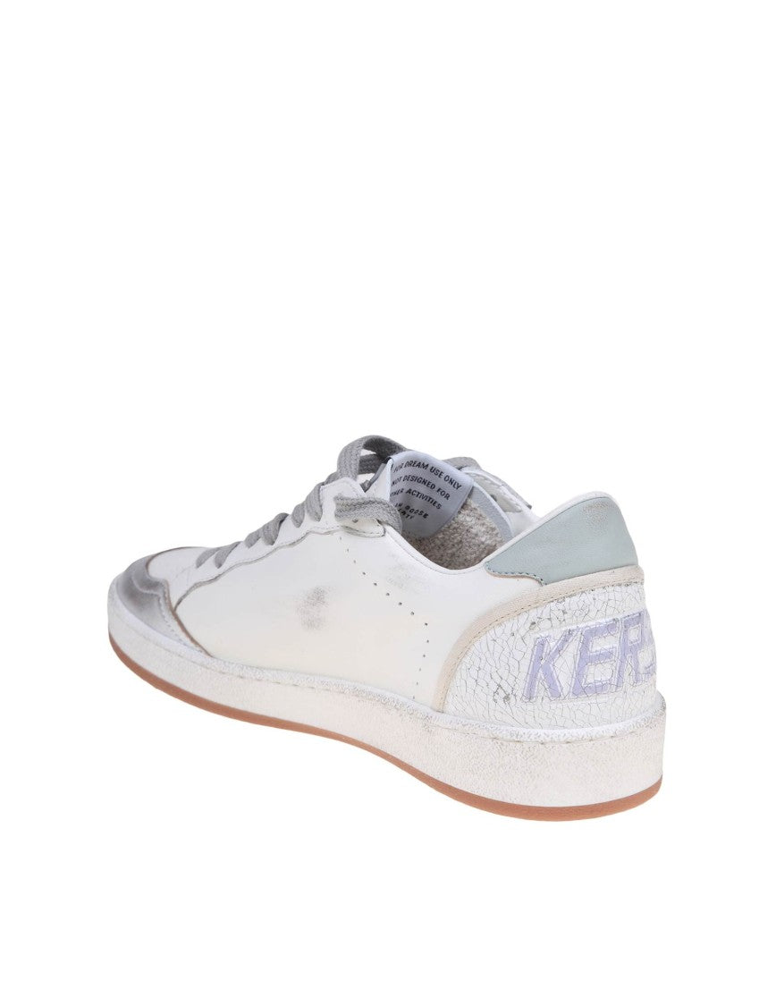 Golden Goose White And Silver Leather Ballstar