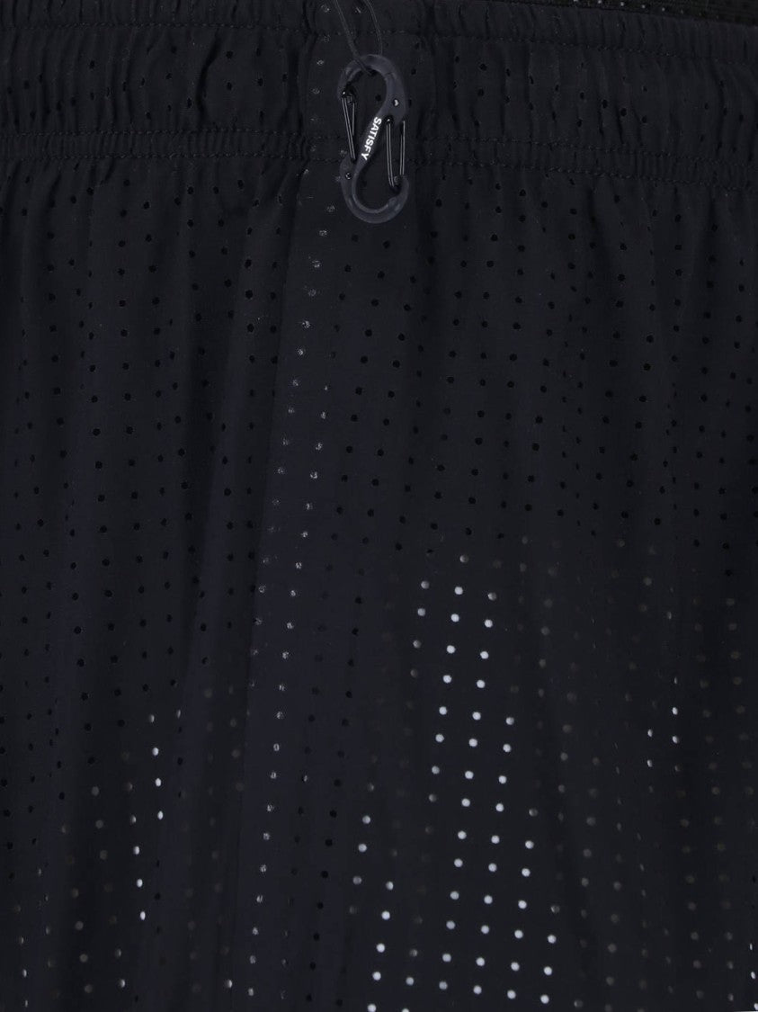 Satisfy Black Lightweight Perforated Fabric Shorts