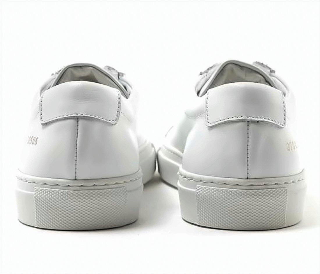 Common Projects White Cowhide Sneakers With Minimalist Design