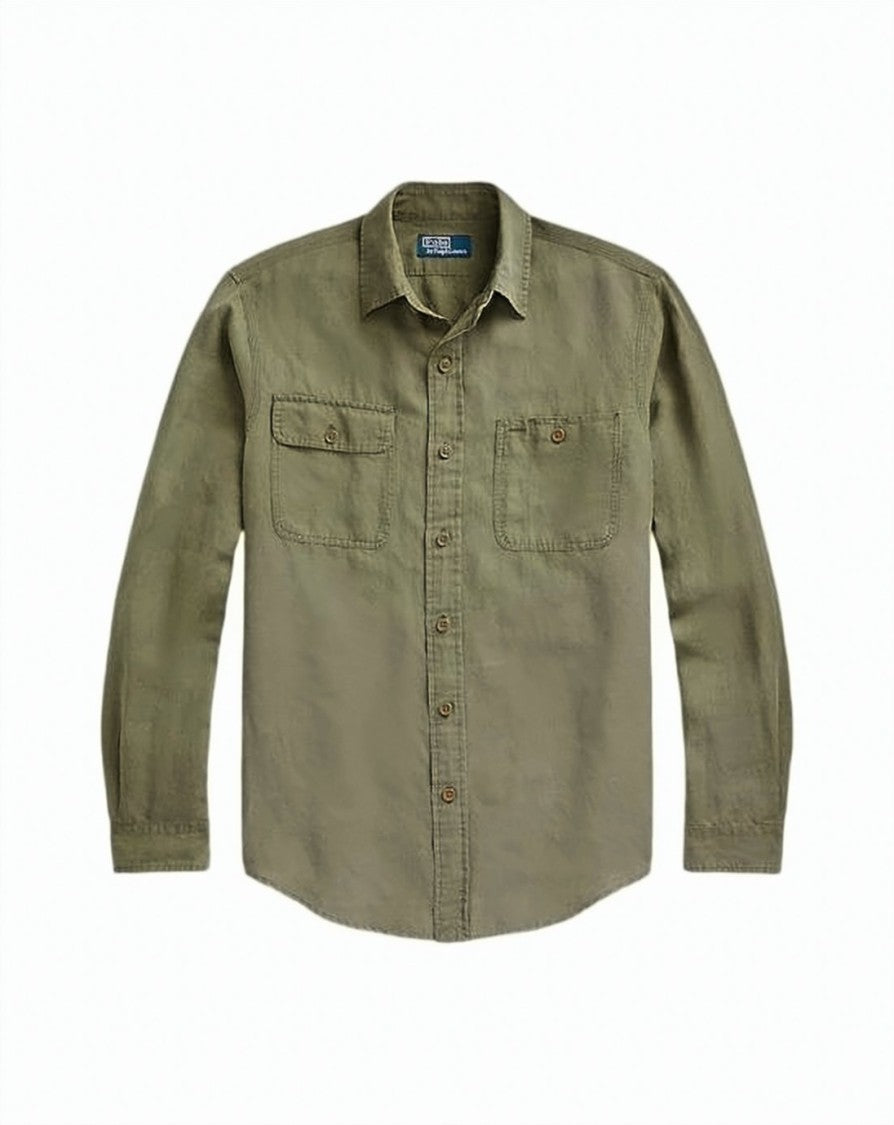 Polo Ralph Lauren Long-Sleeve Linen And Mulberry Silk Shirt