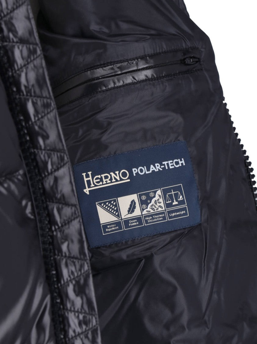 Herno Padded Black Jacket With Hood And Zip Closure
