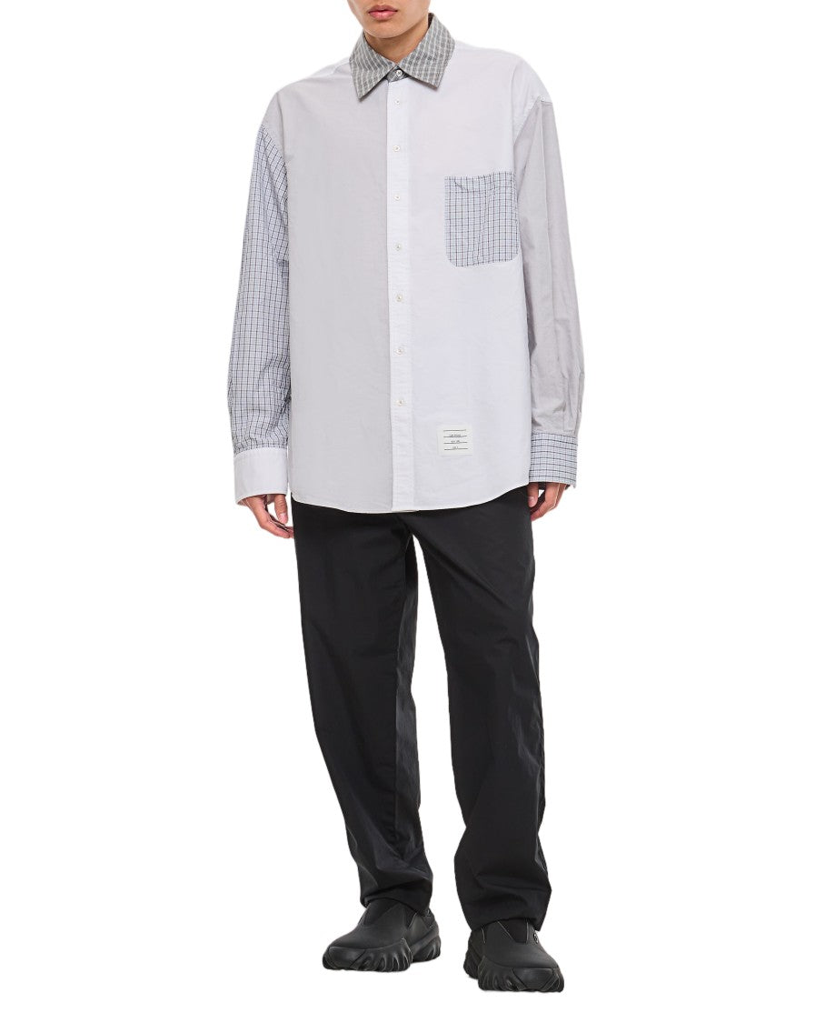Thom Browne Patchwork Oversized Cotton Shirt With Adjustable Cuffs