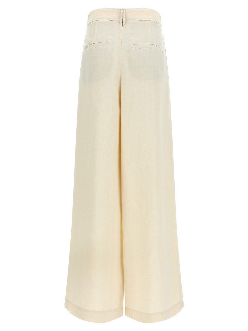 Brunello Cucinelli Linen Blend Crossed Palazzo Pants