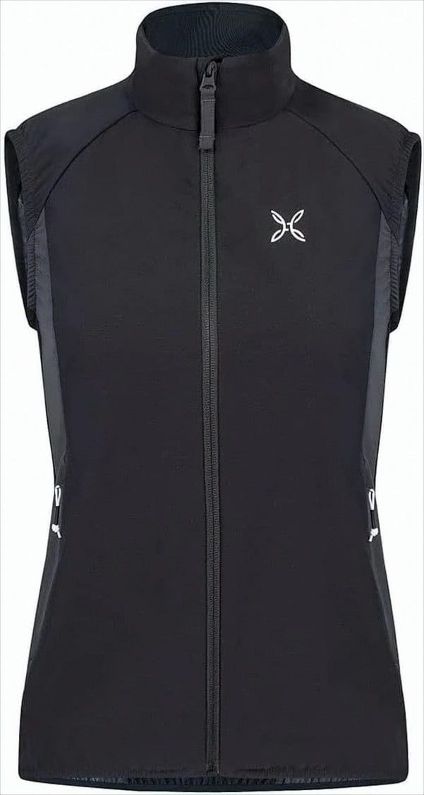 Montura Fitted Black Vest With High Collar And Zipper Closure