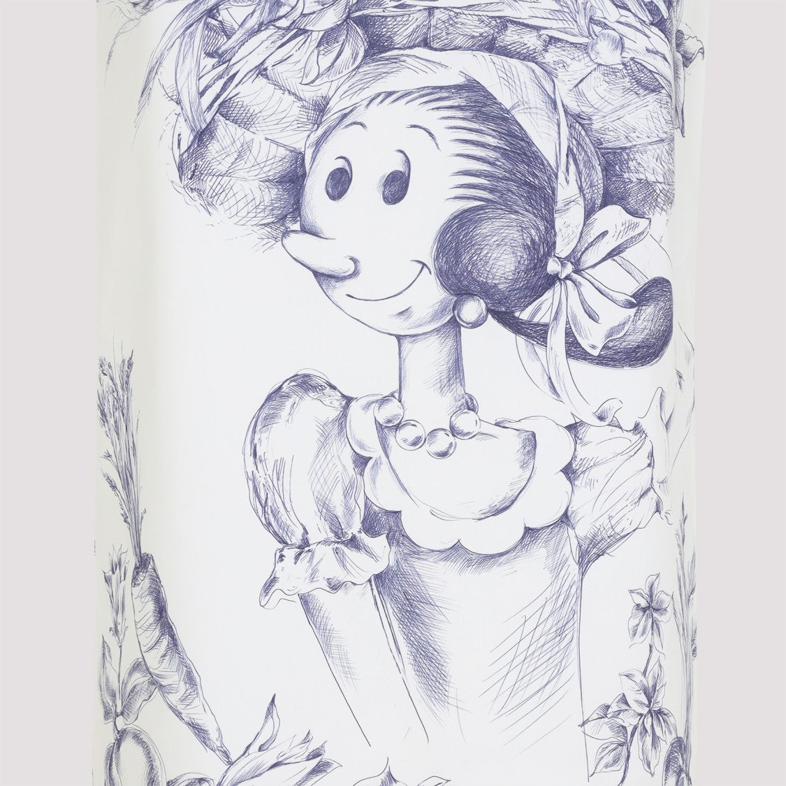 Moschino Maxi Skirt With Whimsical Floral Character Illustration