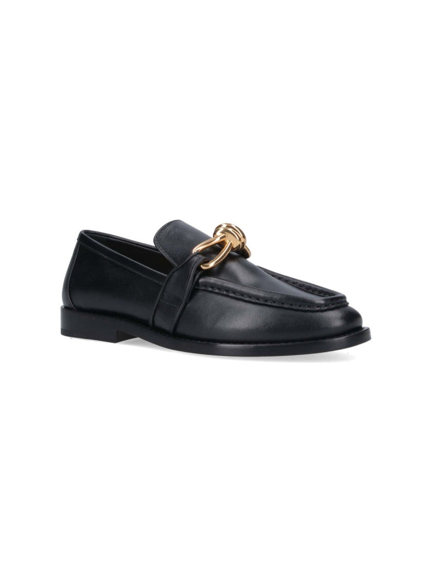Bottega Veneta Slip-On Loafers With Hammered Leather And Gold Knot Charm