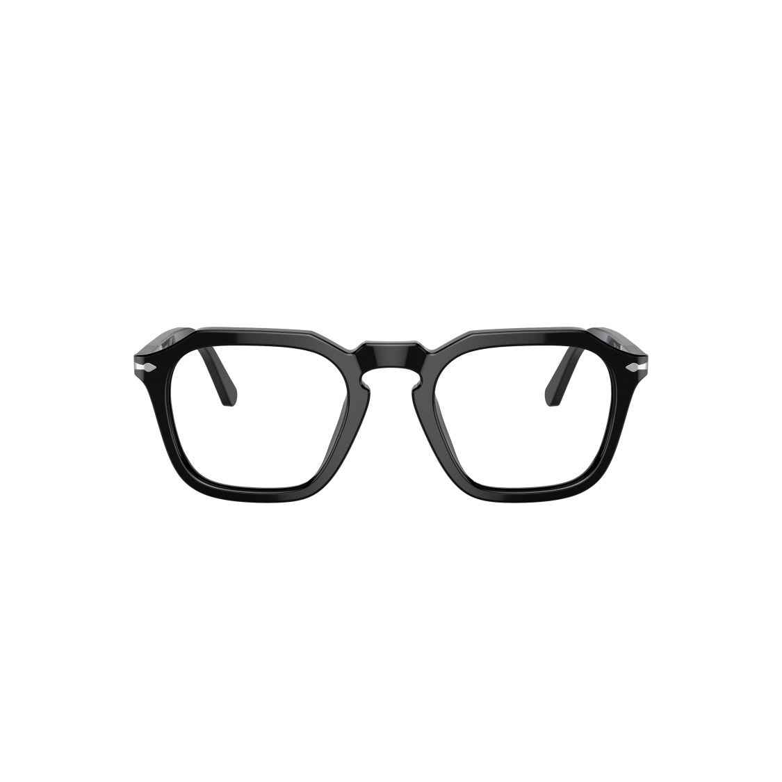 Persol 0Po3292v Geometric Black Acetate Eyeglasses With Silver Accents
