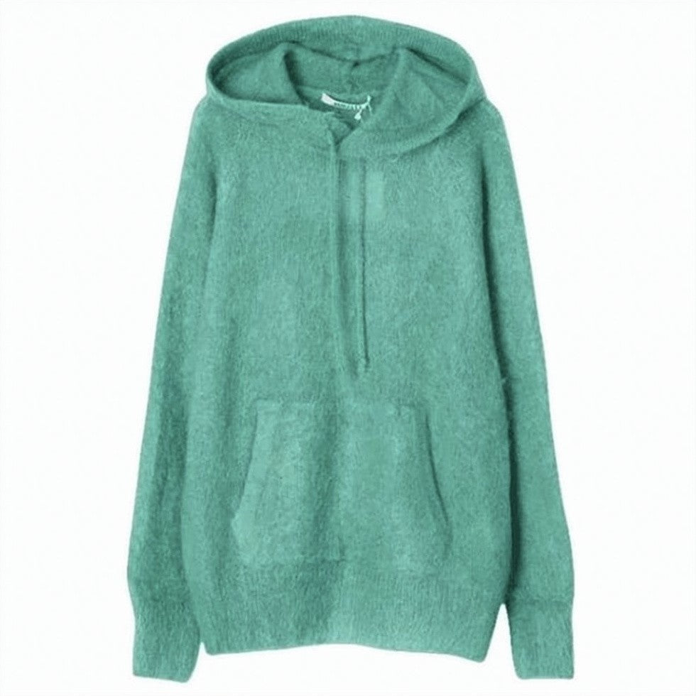 Auralee Textured Green Mohair-Wool Hoodie