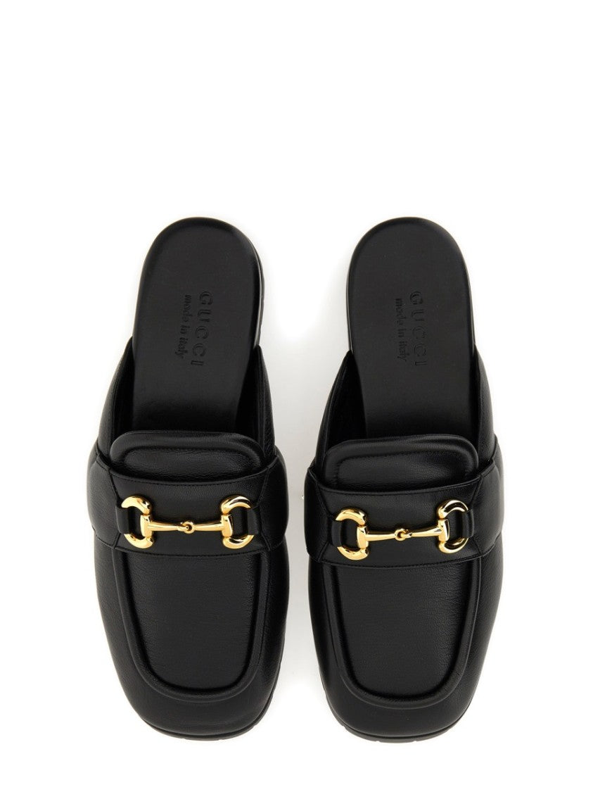 Gucci Men's Leather Sabot Shoe With Clamp Detail