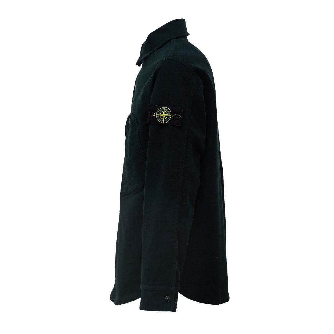 Stone Island Cotton Moleskine Overshirt With Classic Collar And Removable Logo