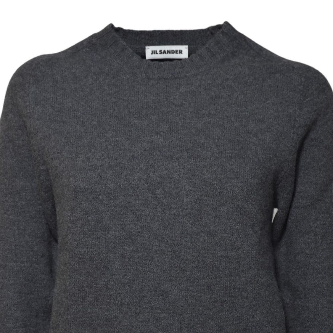 Jil Sander Classic Crew Neck Sweater In Soft Grey Wool