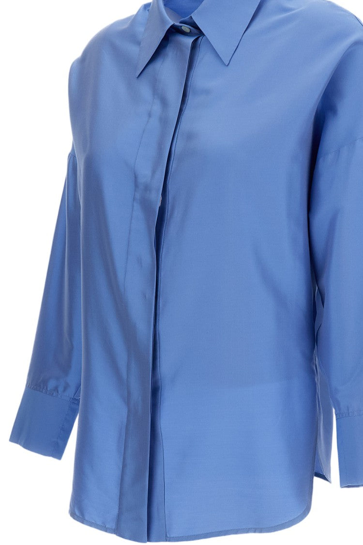 Alberto Biani Oversized Light Blue Silk Shirt