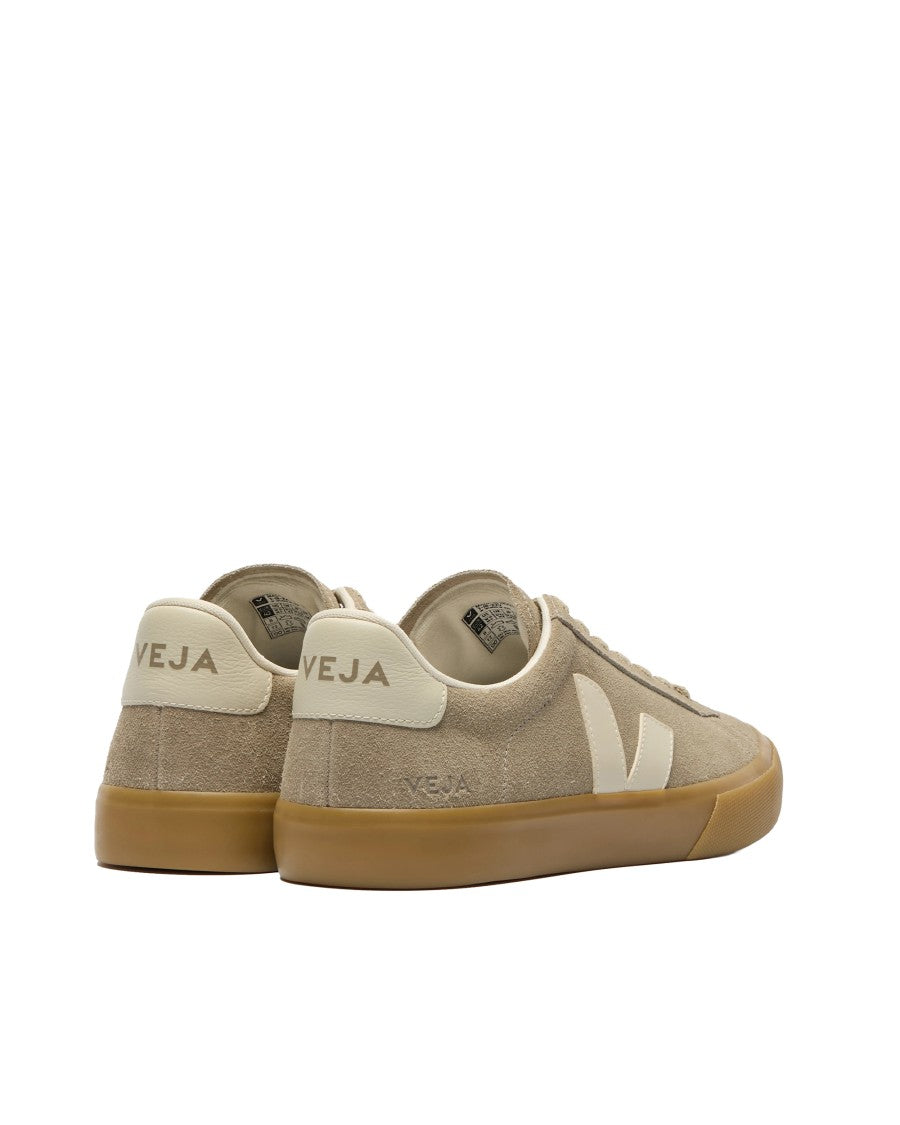 Veja Low-Top Sneakers In Taupe Suede With Contrasting Logo Details