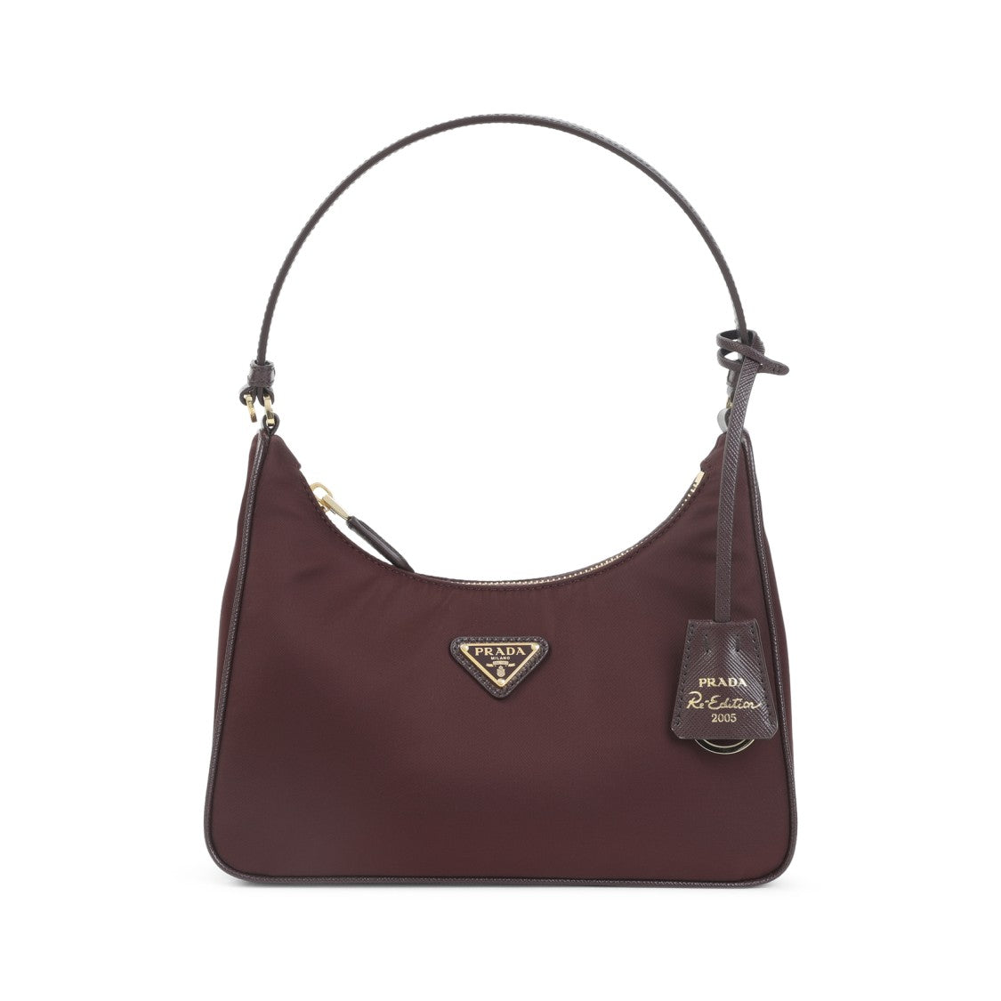 Prada Compact Burgundy Mini Bag With Top Handle