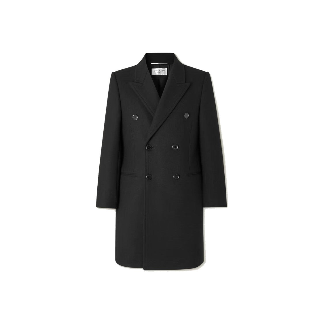 Saint Laurent Double-Breasted Wool Coat With Peak Lapels And Padded Shoulders