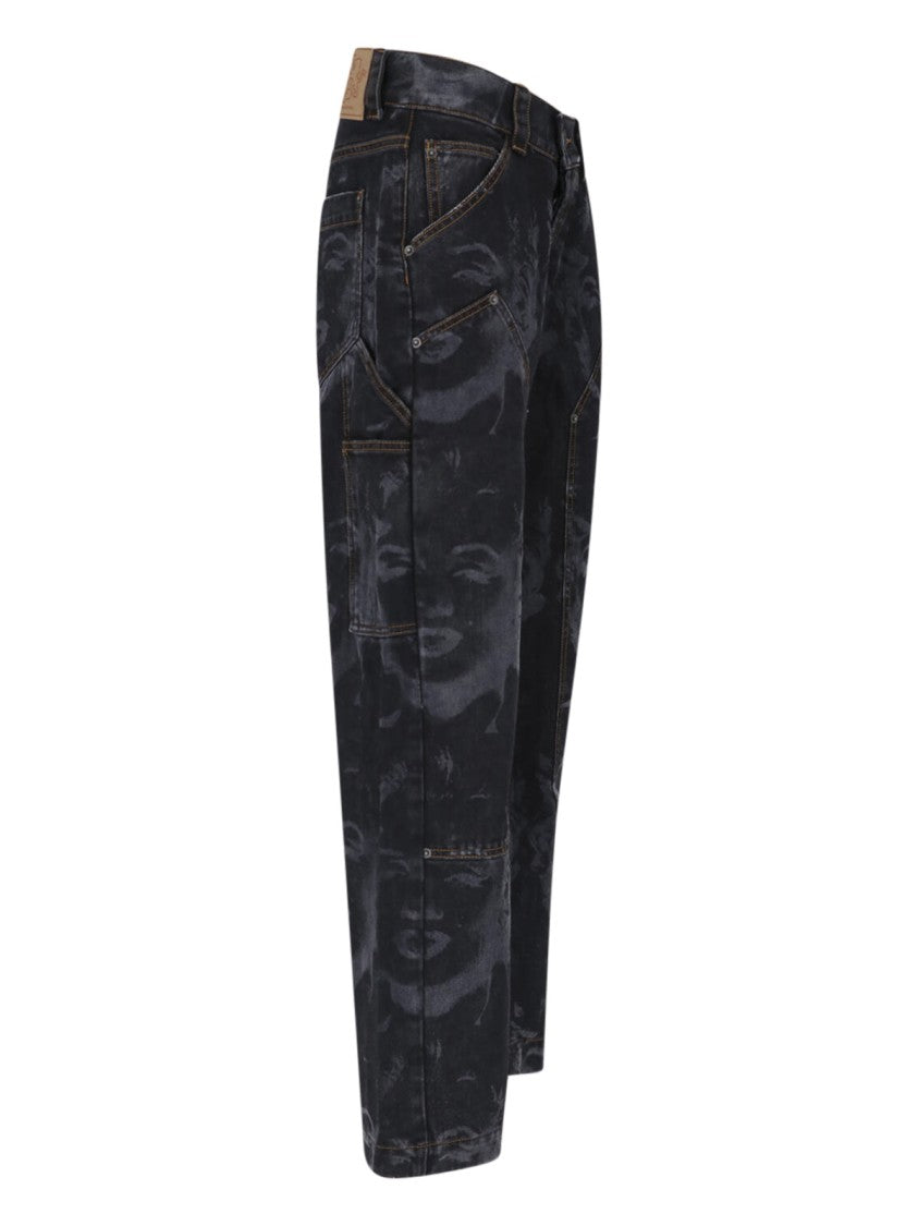 Vaquera Wide-Leg Faded Print Jeans