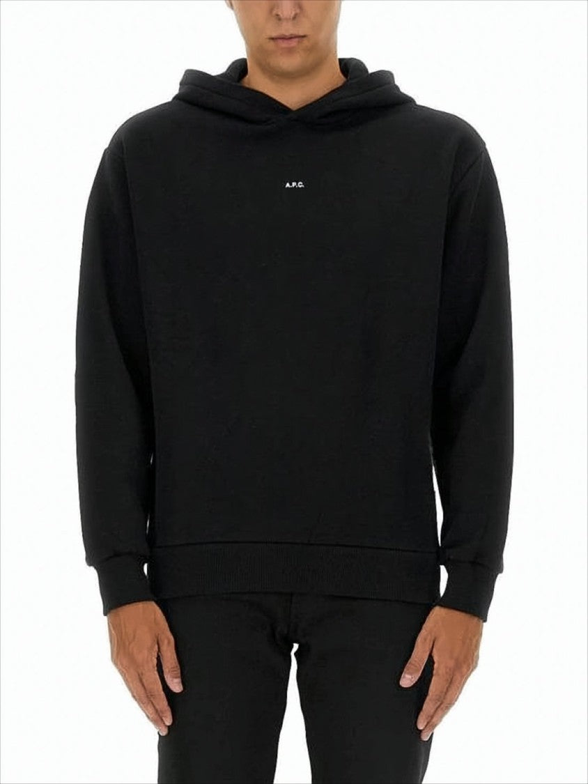A.P.C. Relaxed-Fit Black Hoodie With Ribbed Cuffs