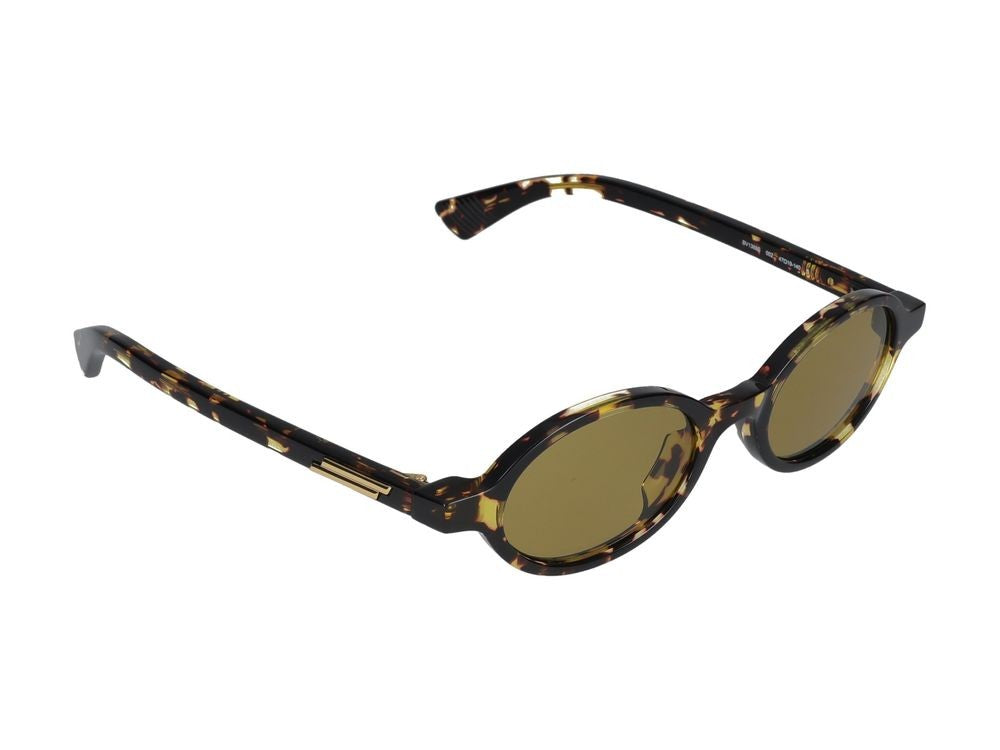 Bottega Veneta Havana Round Acetate Tortoiseshell Sunglasses