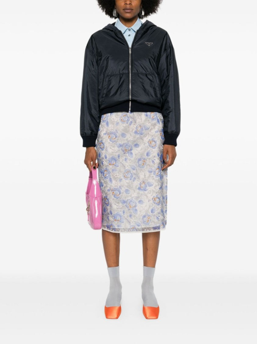 Prada Floral-Print Sheer Pencil Skirt