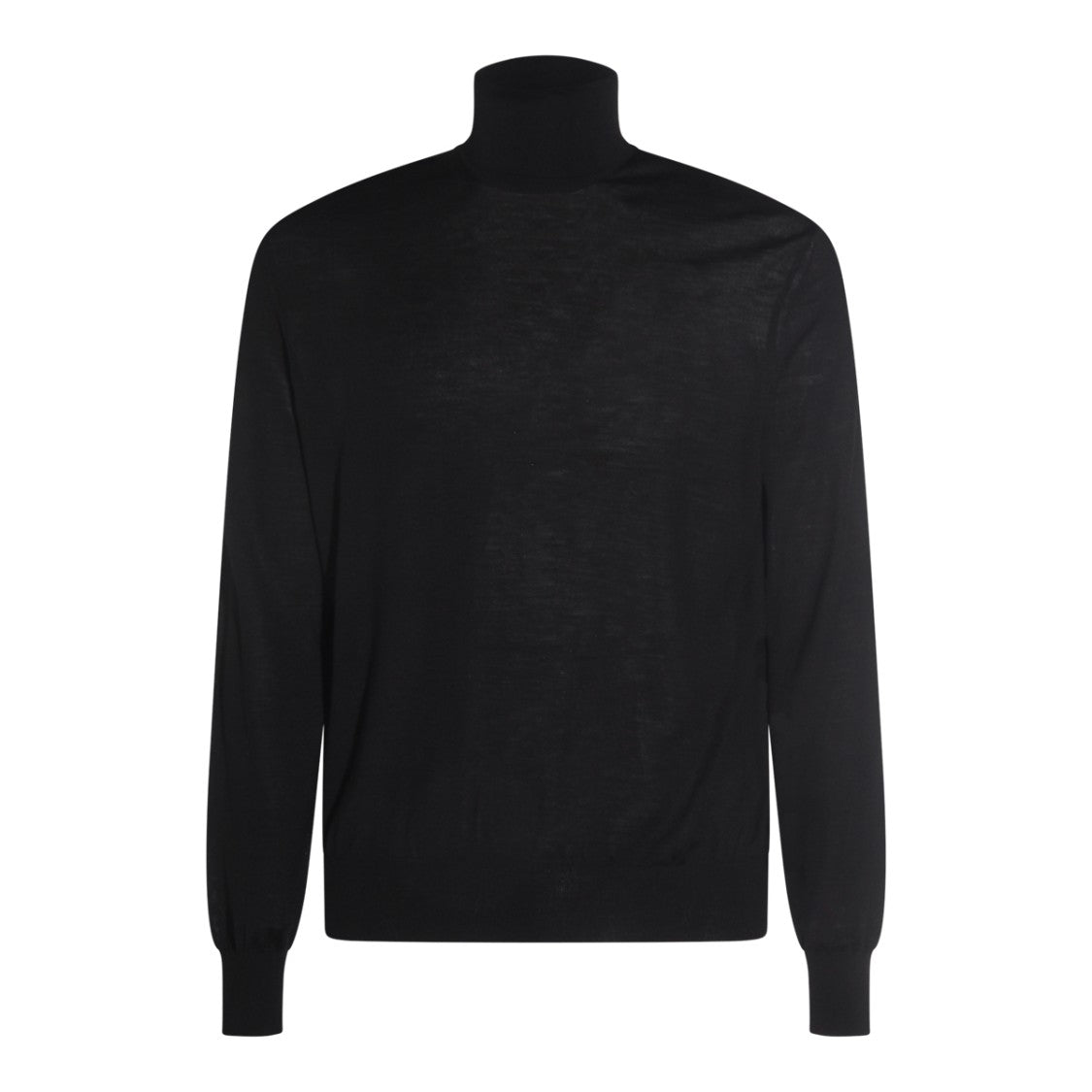 Saint Laurent Black Wool Knit Sweater With High Ribbed Collar And Ribbed Cuffs