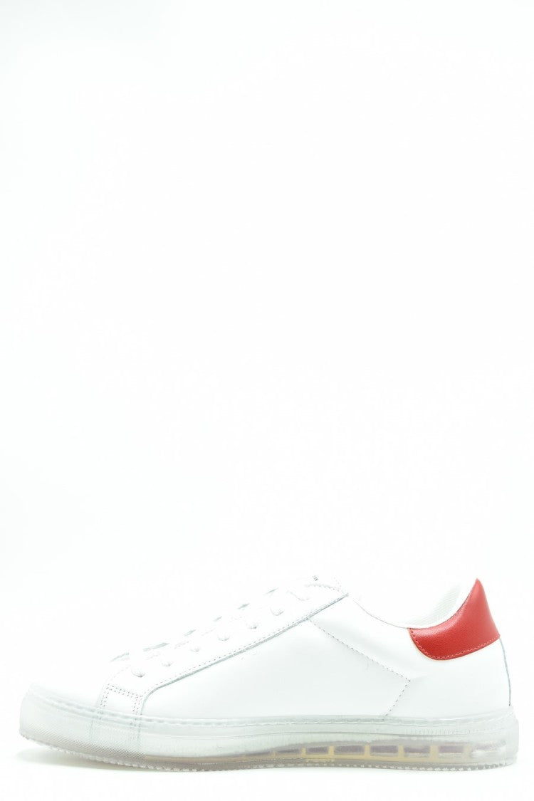 Knt White Leather Contrast-Heel Sneaker