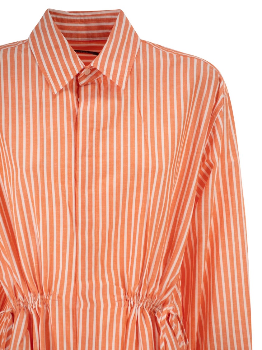 Polo Ralph Lauren Striped Linen Cotton Shirt Dress With Drawstring