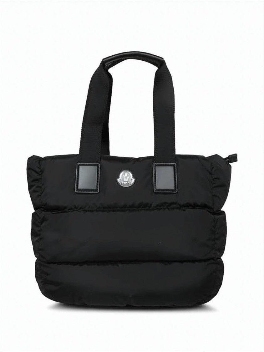 Moncler Padded Quilted Tote Bag With Metallic Logo Emblem