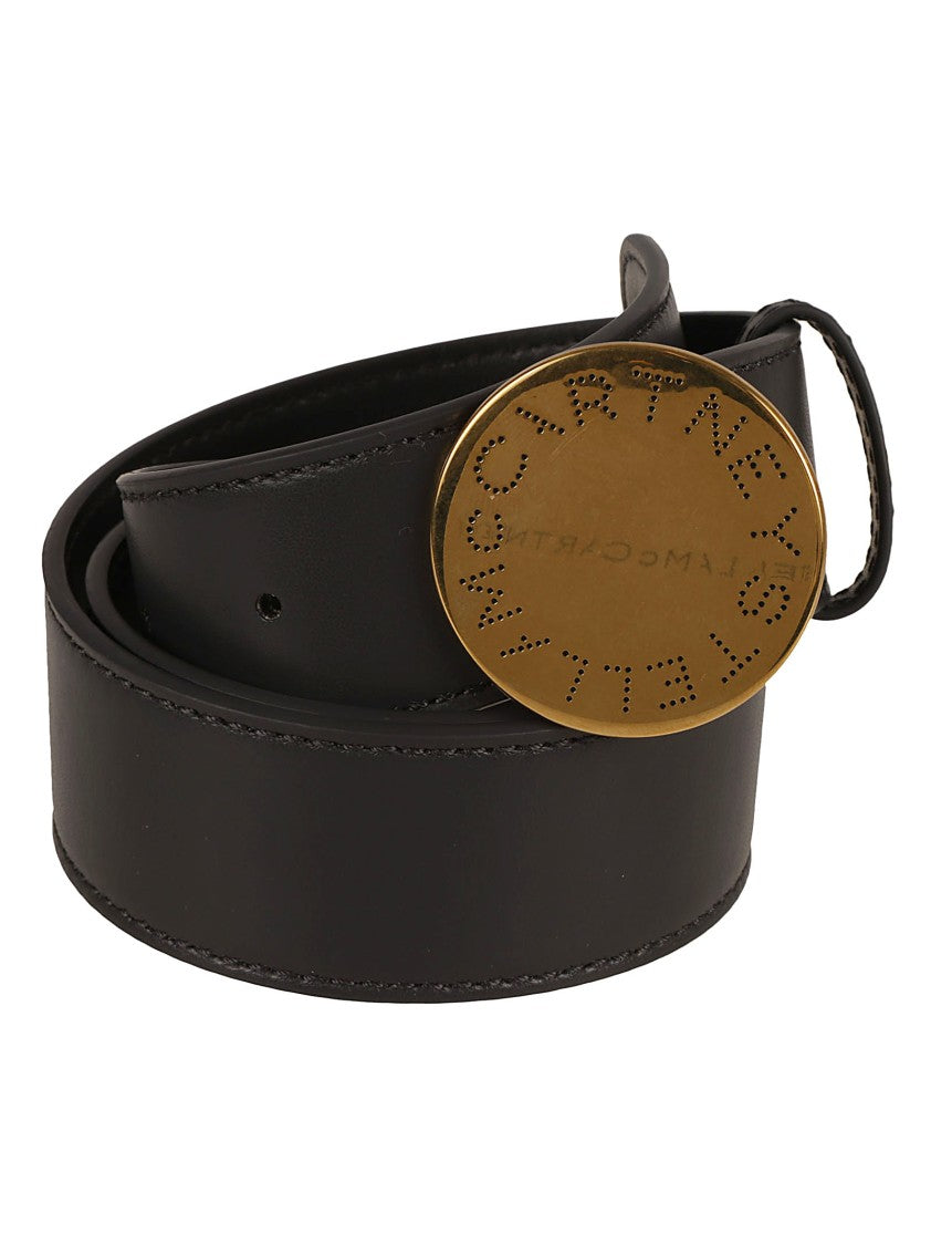 Stella Mccartney Black Belt With Round Metallic Buckle