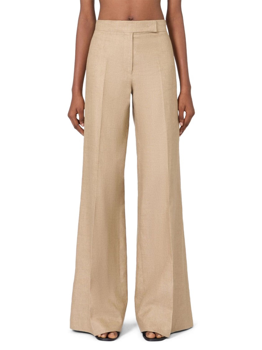 Max Mara Wide-Leg Sand Trousers With Tailored Pleats