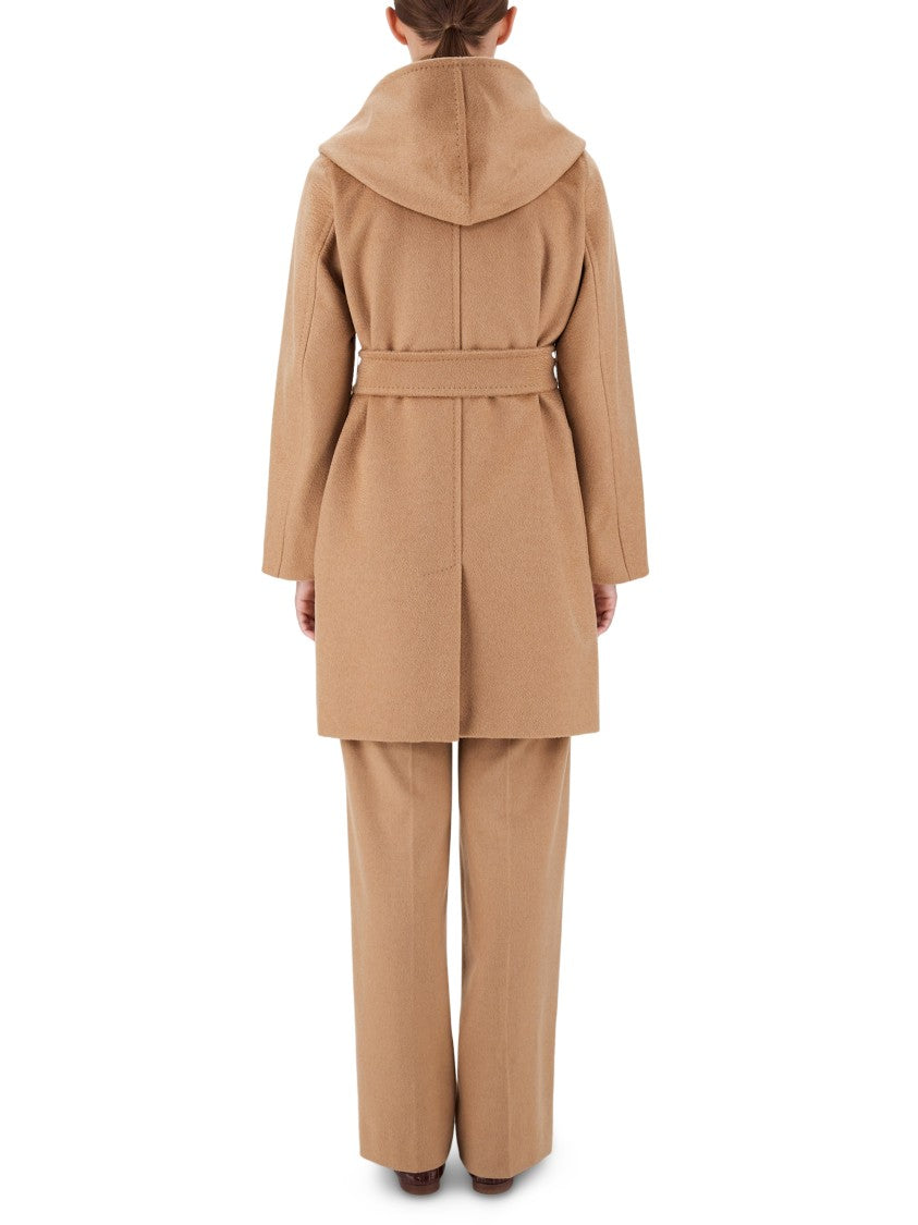 Max Mara Short Camel Coat With Draped Collar