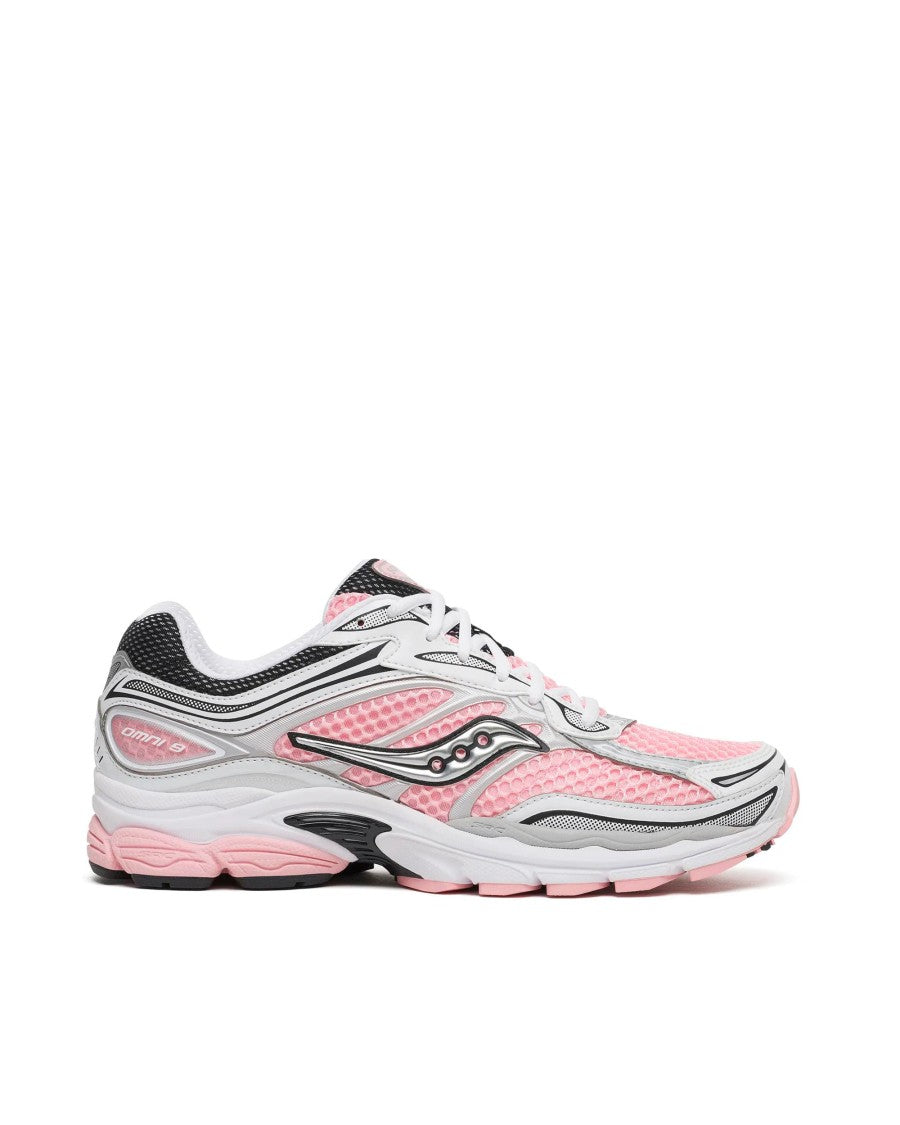 Saucony White Progrid Omni 9 Mesh Leather Sneakers
