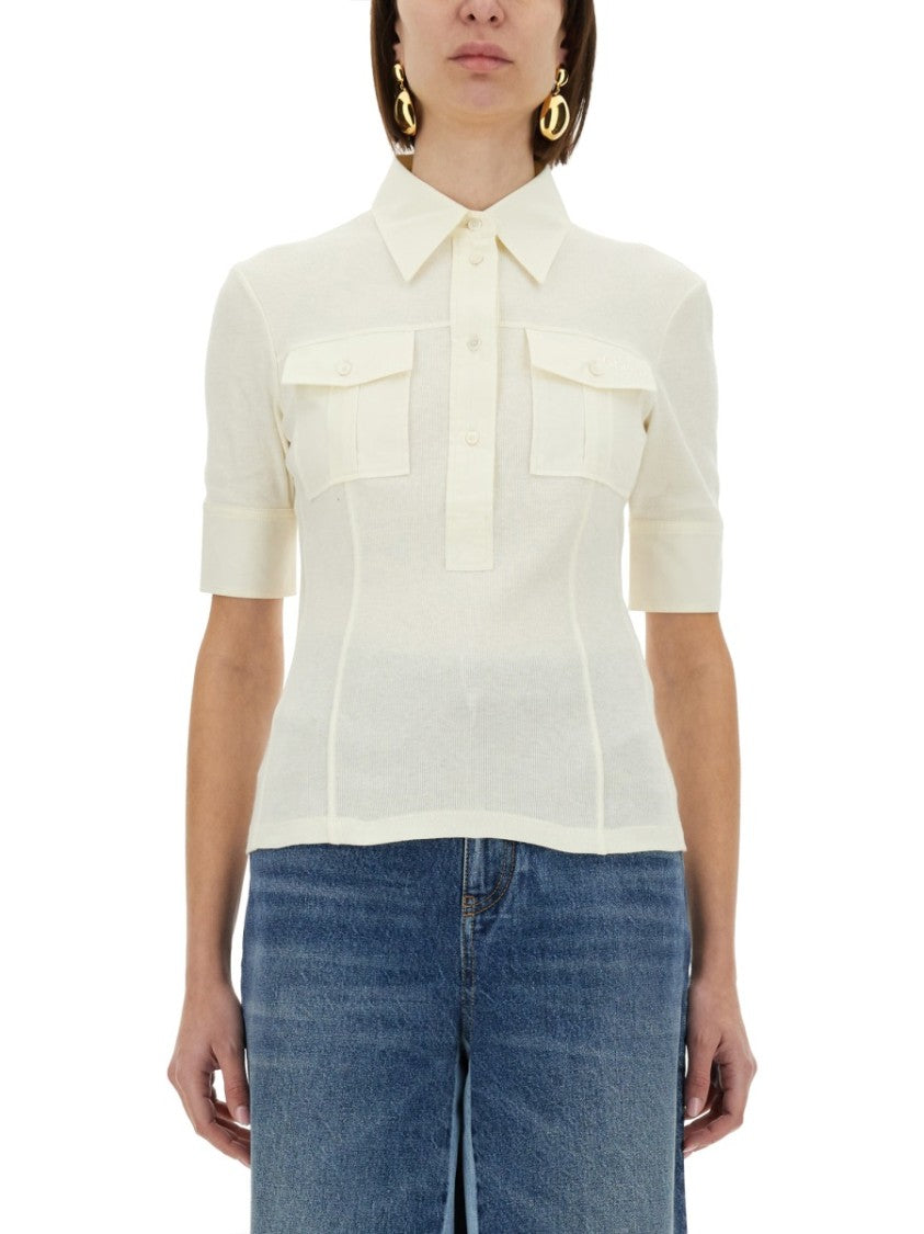 Chloé Slim Fit Cow Leather Polo Shirt
