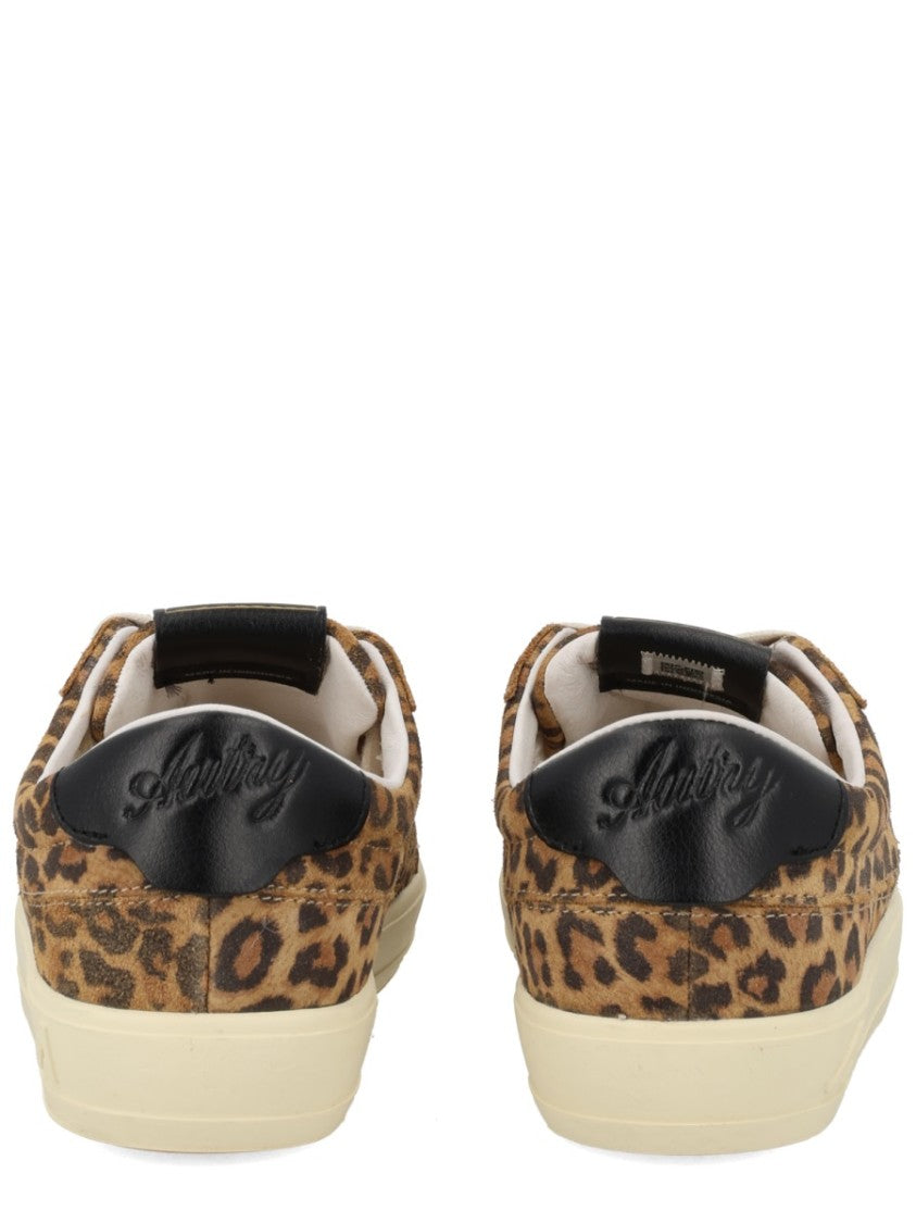 Autry Leopard Print Embossed Branding Sneakers