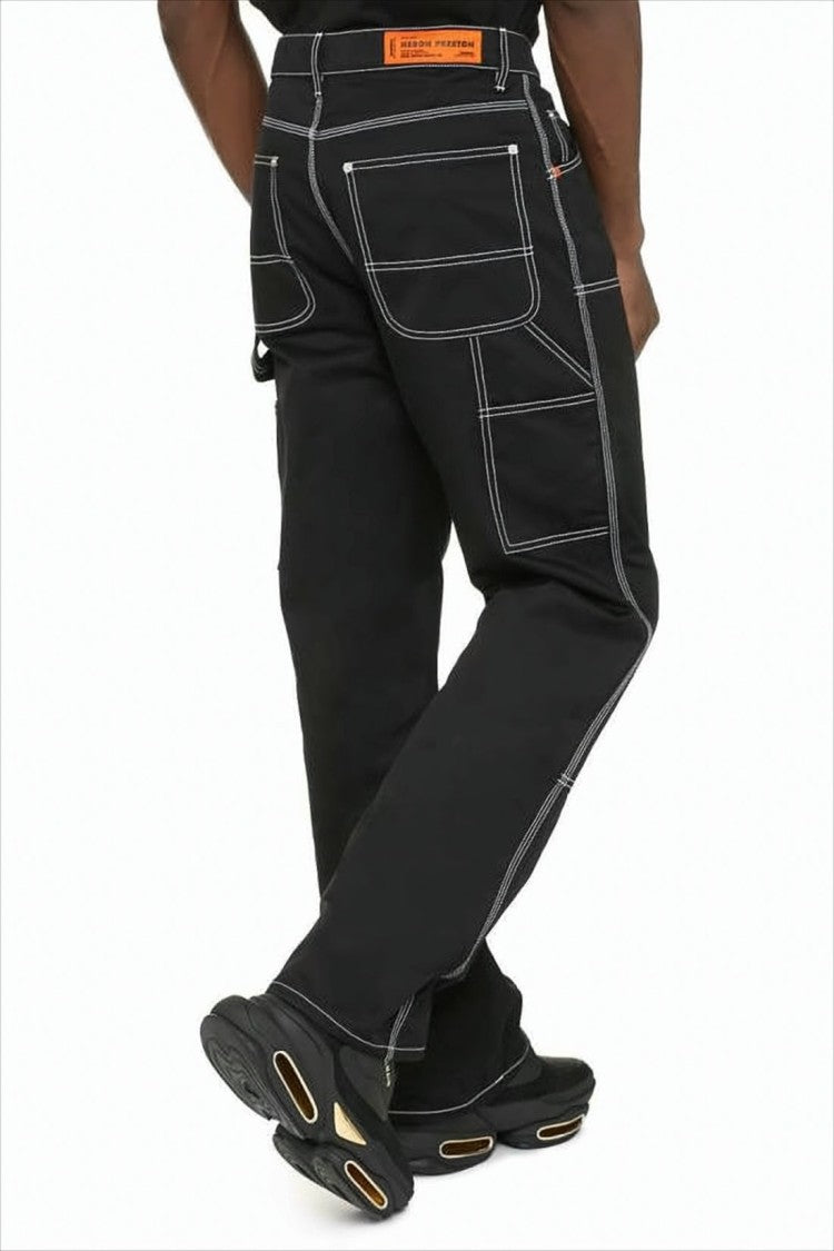 Heron Preston Wide-Leg Casual Pants With Contrast Stitching And Utility Pockets