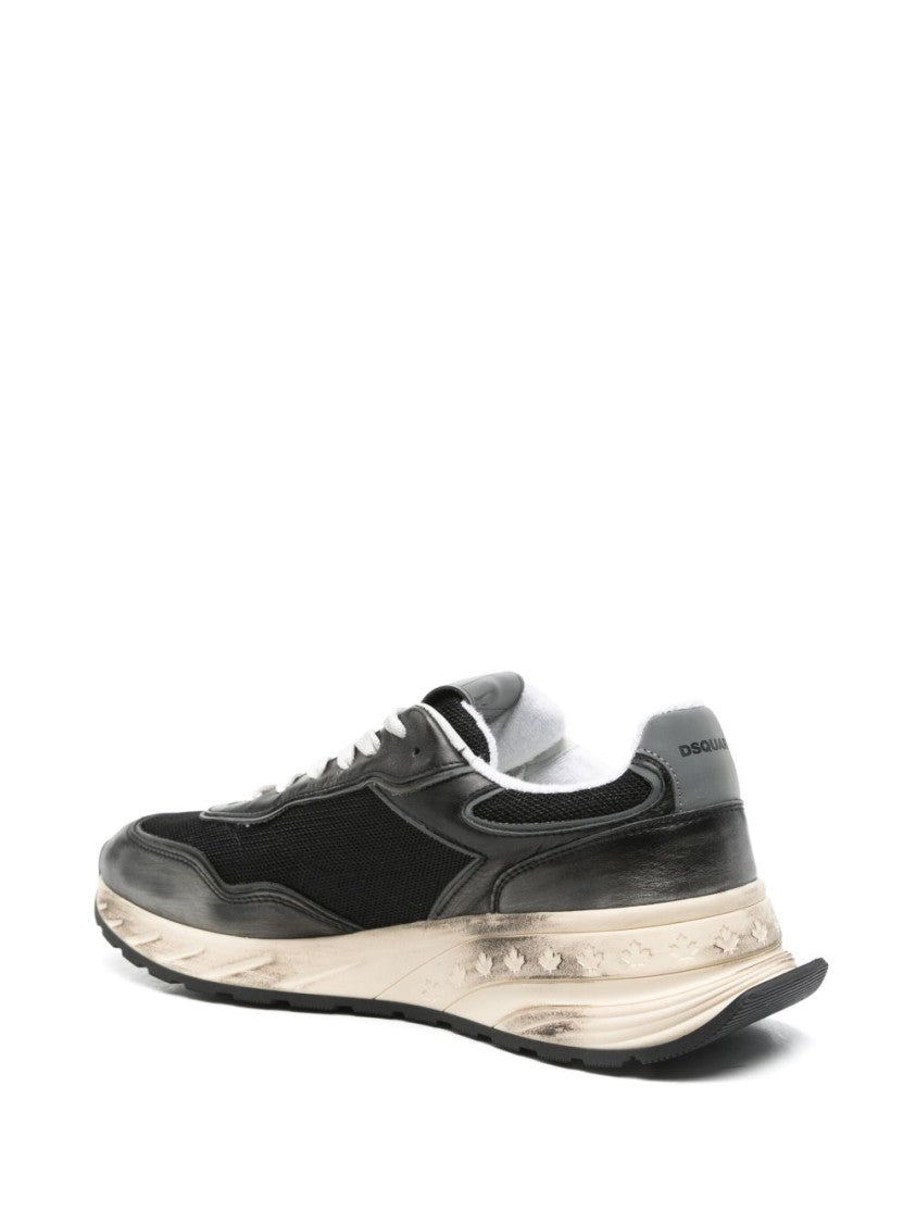 Dsquared2 Low-Top Sneakers In Cotton-Calfskin Blend