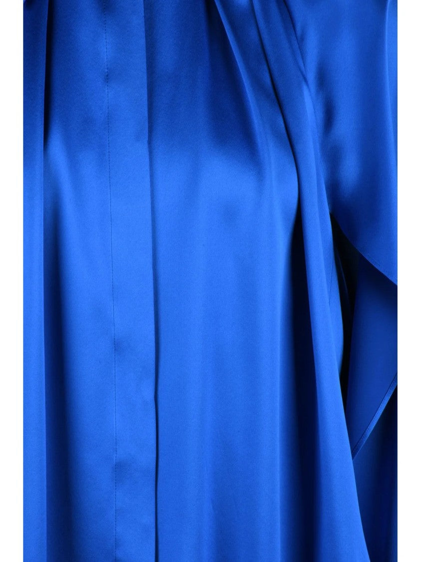 Max Mara Blue Silk Satin Women Shirt
