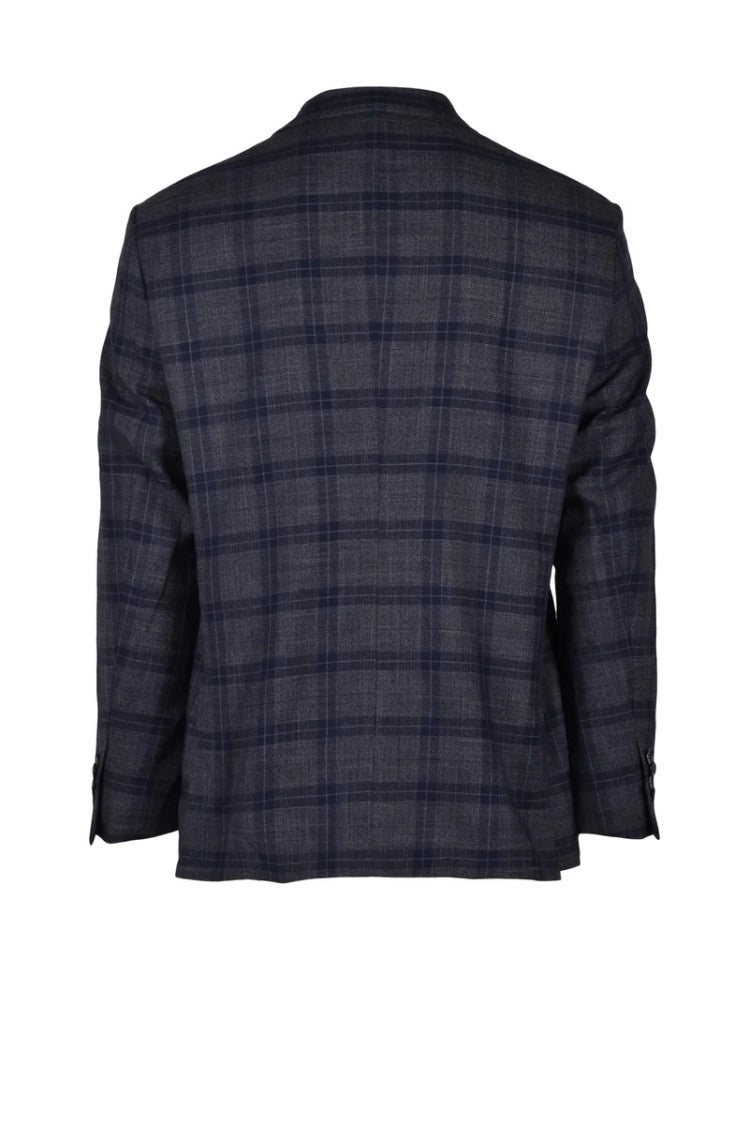 Lebole Blue/Grey Polyester Viscose Elastane Jacket Men's