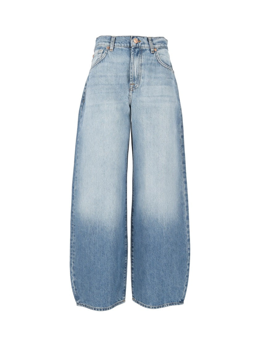 7 For All Mankind Skyfrost Bonnie Curvilinear Wide-Leg Jeans
