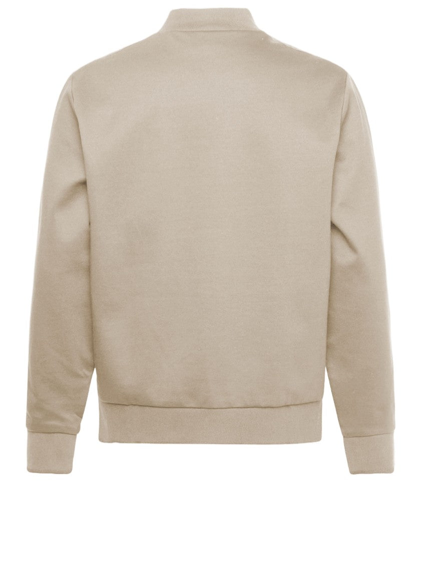 Hugo Boss Beige Cotton Sweatshirt With Front Zip