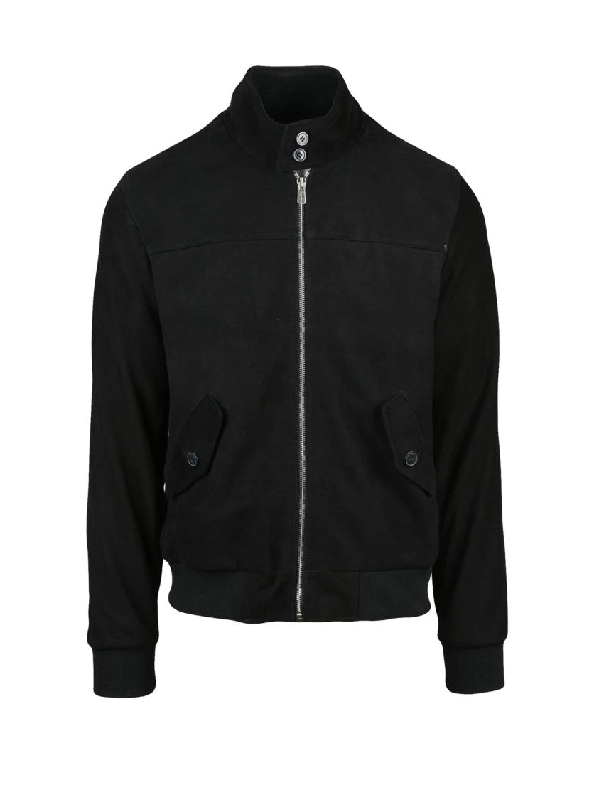 Blusotto Black Leather Stand Collar Jacket