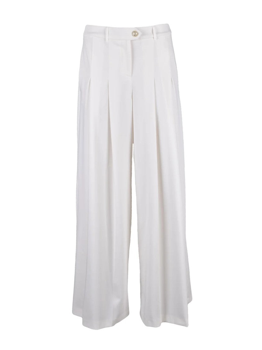 Pennyblack Wide-Leg White Trousers With Pleated Design And Low Waist