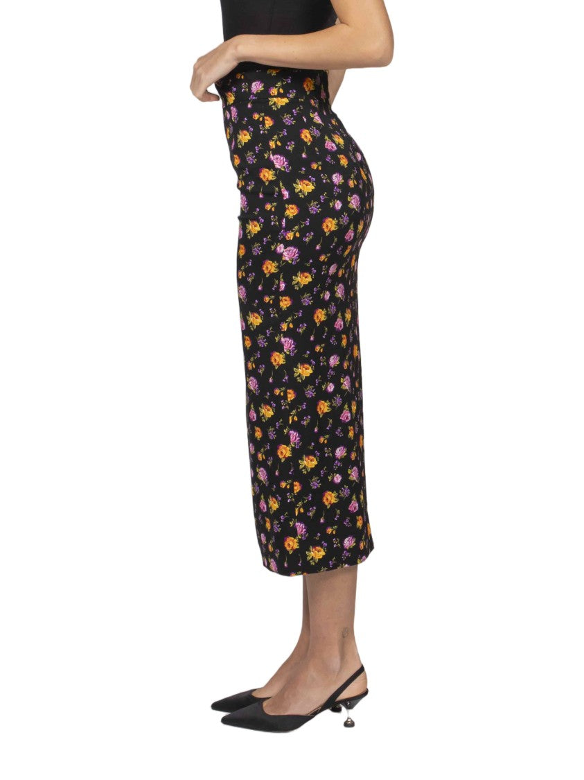 Dolce & Gabbana Vibrant Floral Print Fitted Midi Skirt