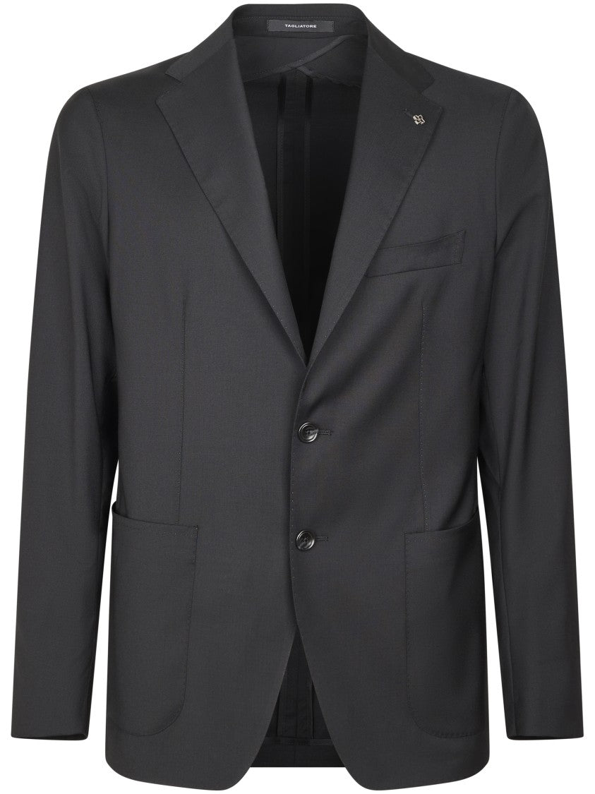 Tagliatore Tailored Virgin Wool Blazer With Metallic Lapel Pin
